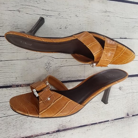 FIONI Clothing Shoes - Open Square Toe Low Heels w/ Buckle Slip-On